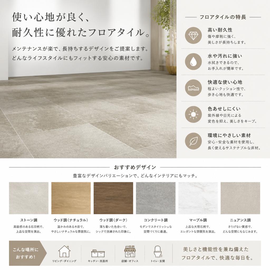高品質フロアタイルの特徴